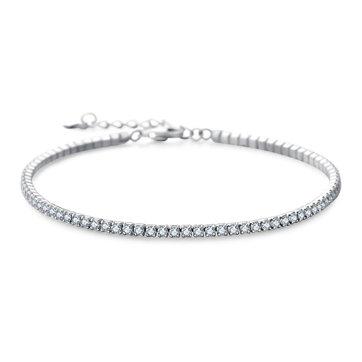 Tobillera de tenis de plata esterlina con circonitas cúbicas