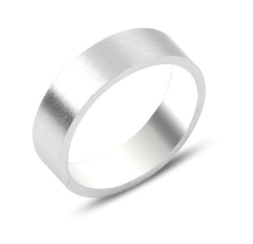 Anillo de banda mate de plata esterlina
