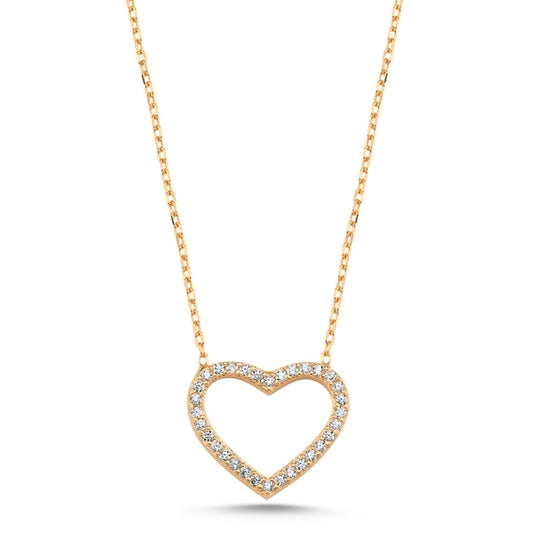 Collar de corazón de plata esterlina con circonitas