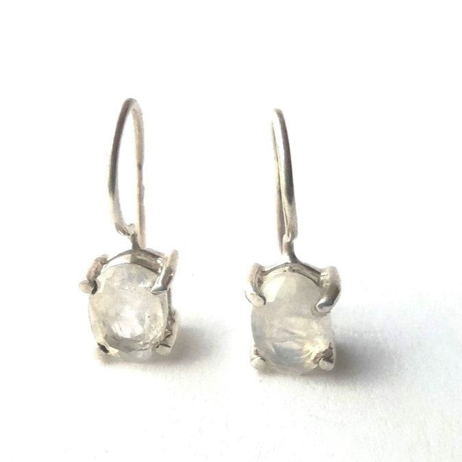 Pendientes colgantes de plata de ley con piedra lunar