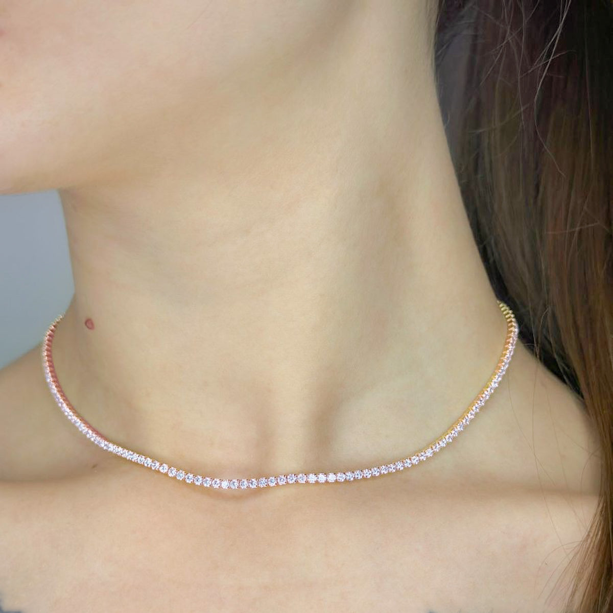Collar tenis de plata de ley de 2 mm