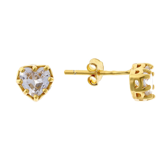 Pendientes de plata de ley con forma de corazón de circonita cúbica