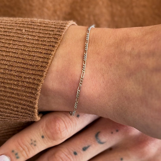 Pulsera Figaro de plata de ley de 1,9 mm