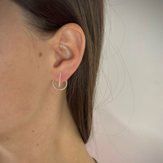 Aretes de plata de ley de dos piezas