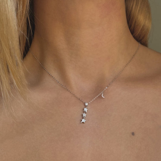 Collar de estrella de circonita cúbica de plata esterlina