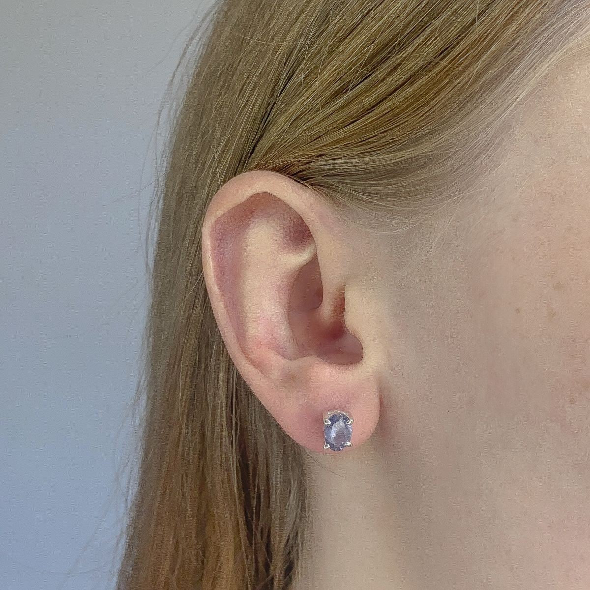 Pendientes de iolita en plata de ley