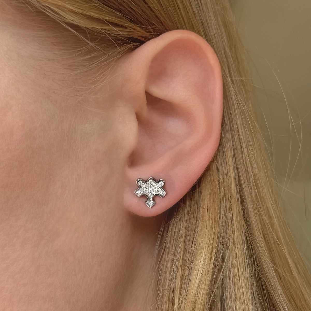 Pendientes de rompecabezas de plata de ley