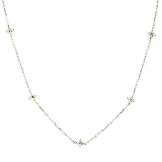 Collar de flores de plata de ley
