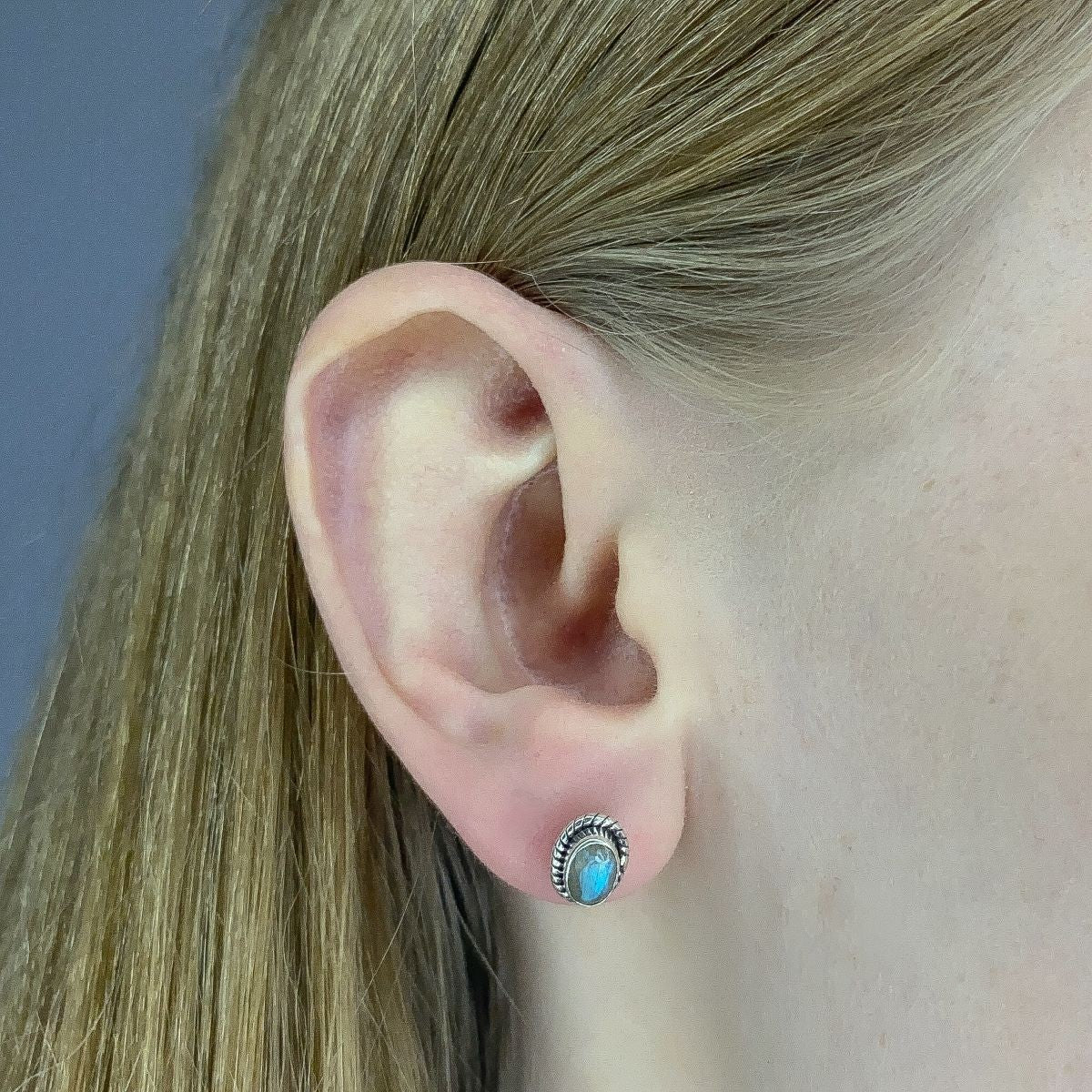 Pendientes de labradorita en plata de ley