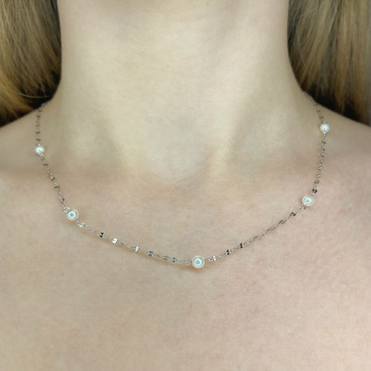 Collar de perlas de plata de ley