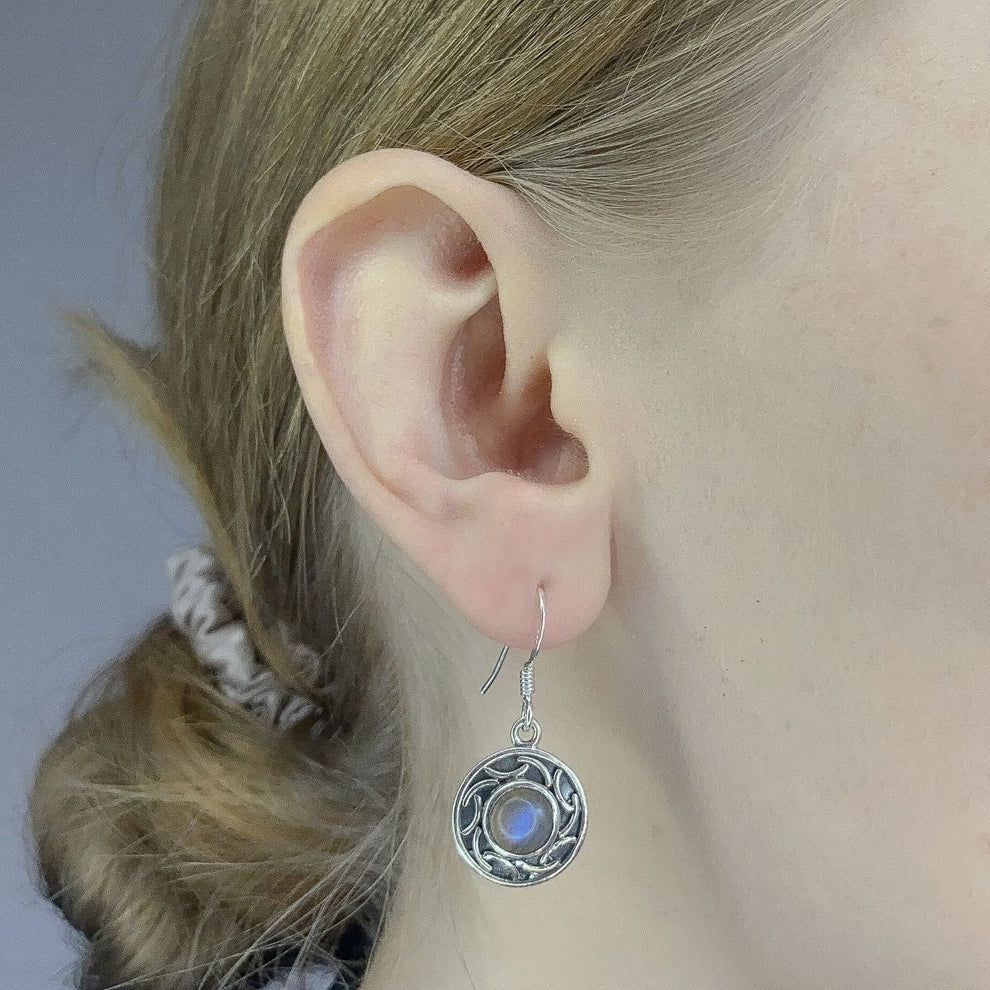 Pendientes de labradorita en plata de ley