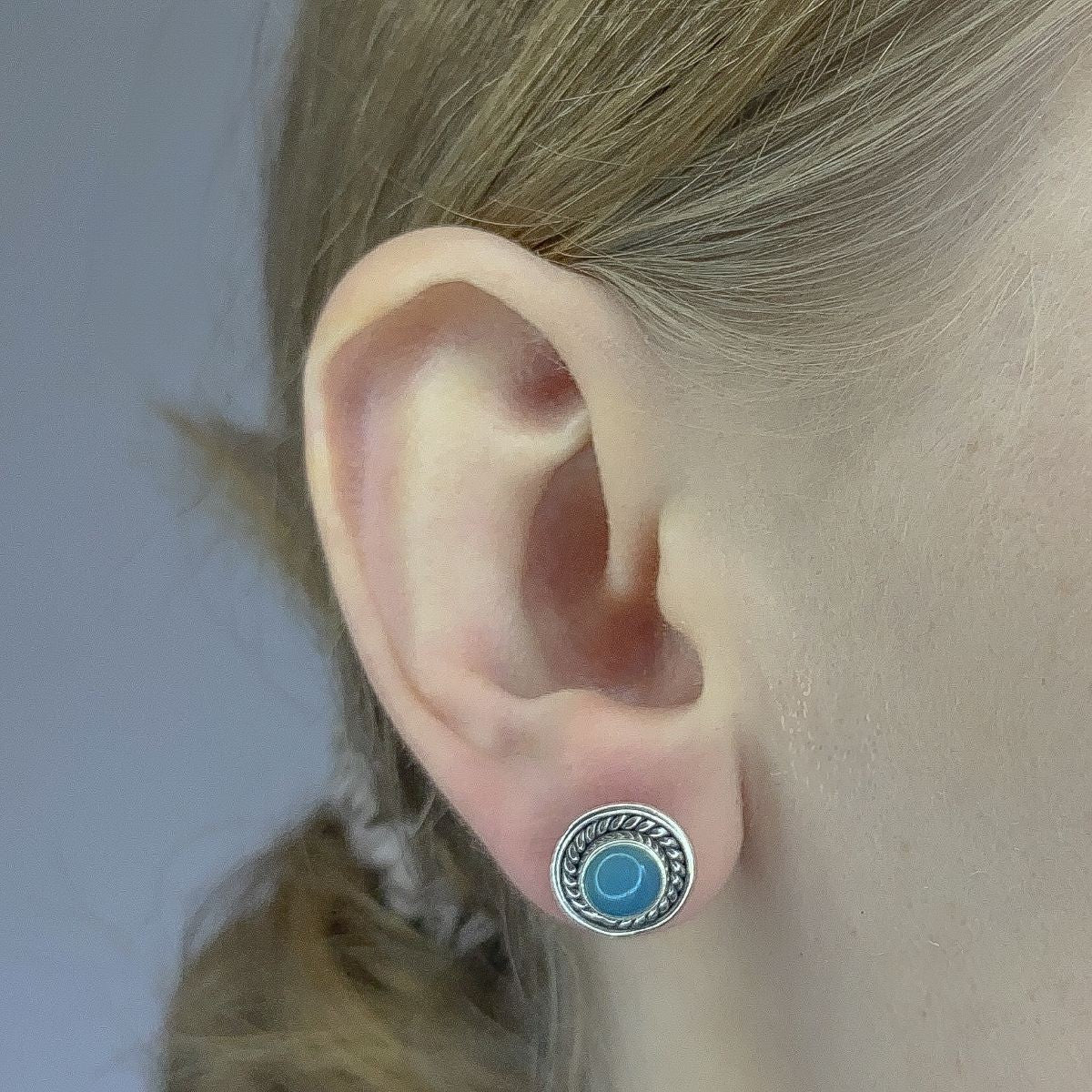 Pendientes de calcedonia en plata de ley