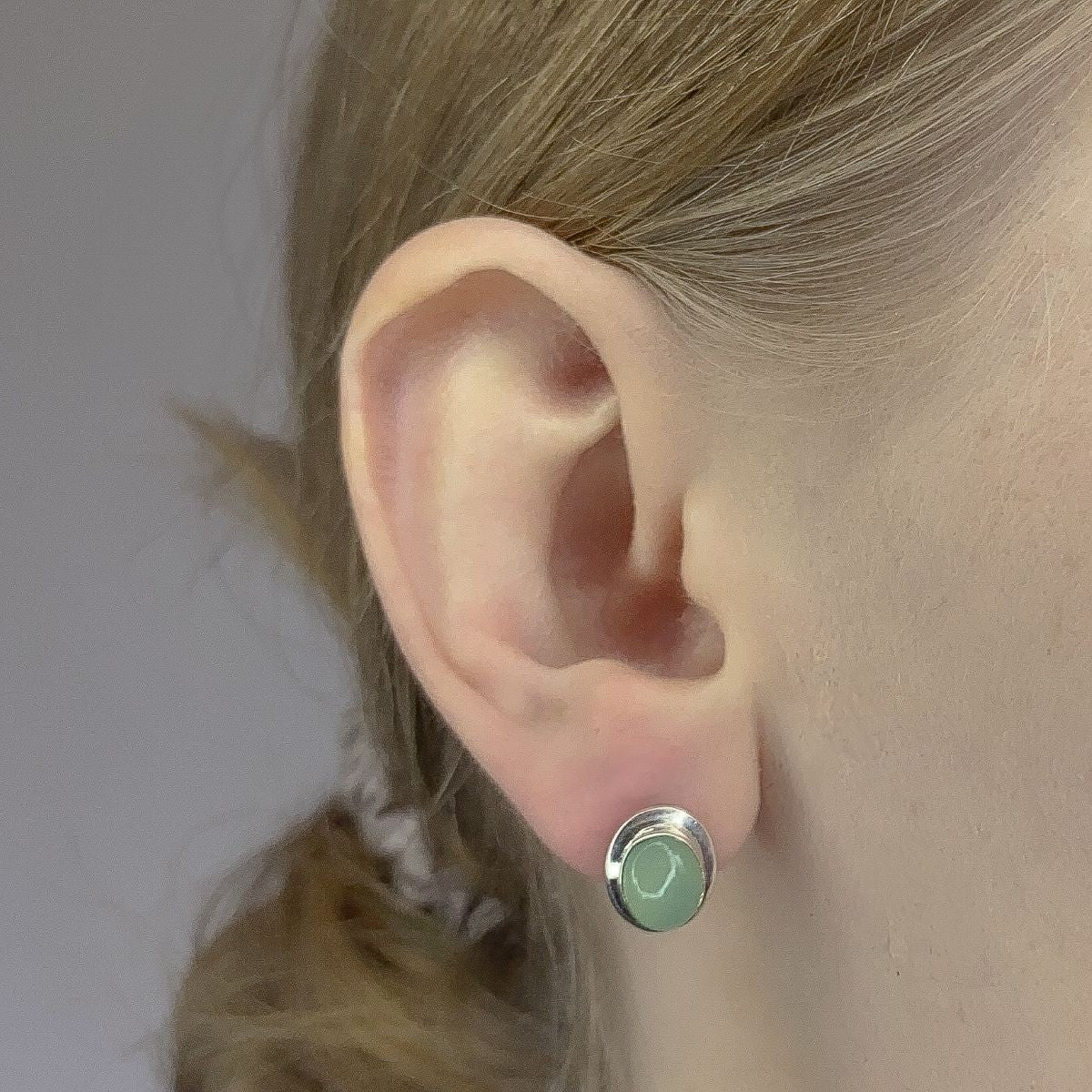 Pendientes de calcedonia en plata de ley