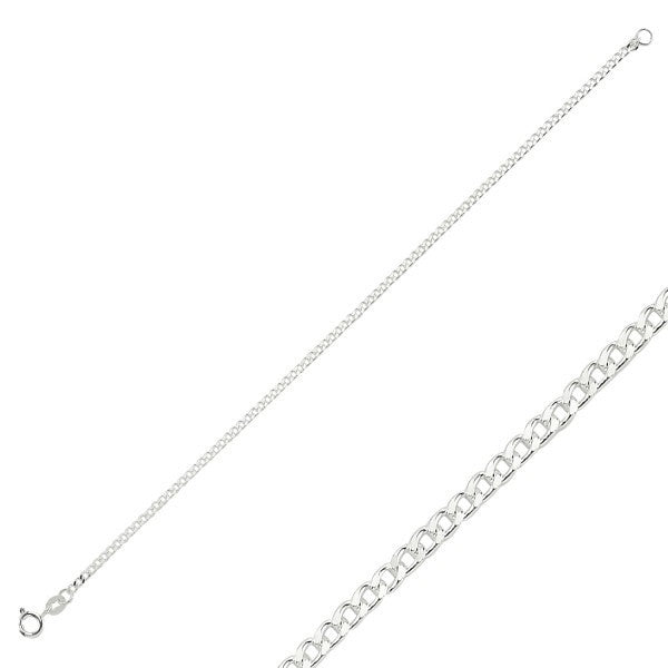 Pulsera de plata de ley de 1,35 mm con eslabones curvos