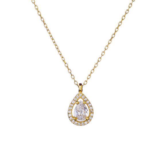Collar de plata de ley con circonita cúbica en forma de lágrima