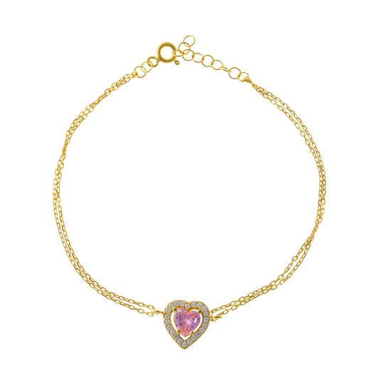Pulsera de plata esterlina con circonitas y corazón