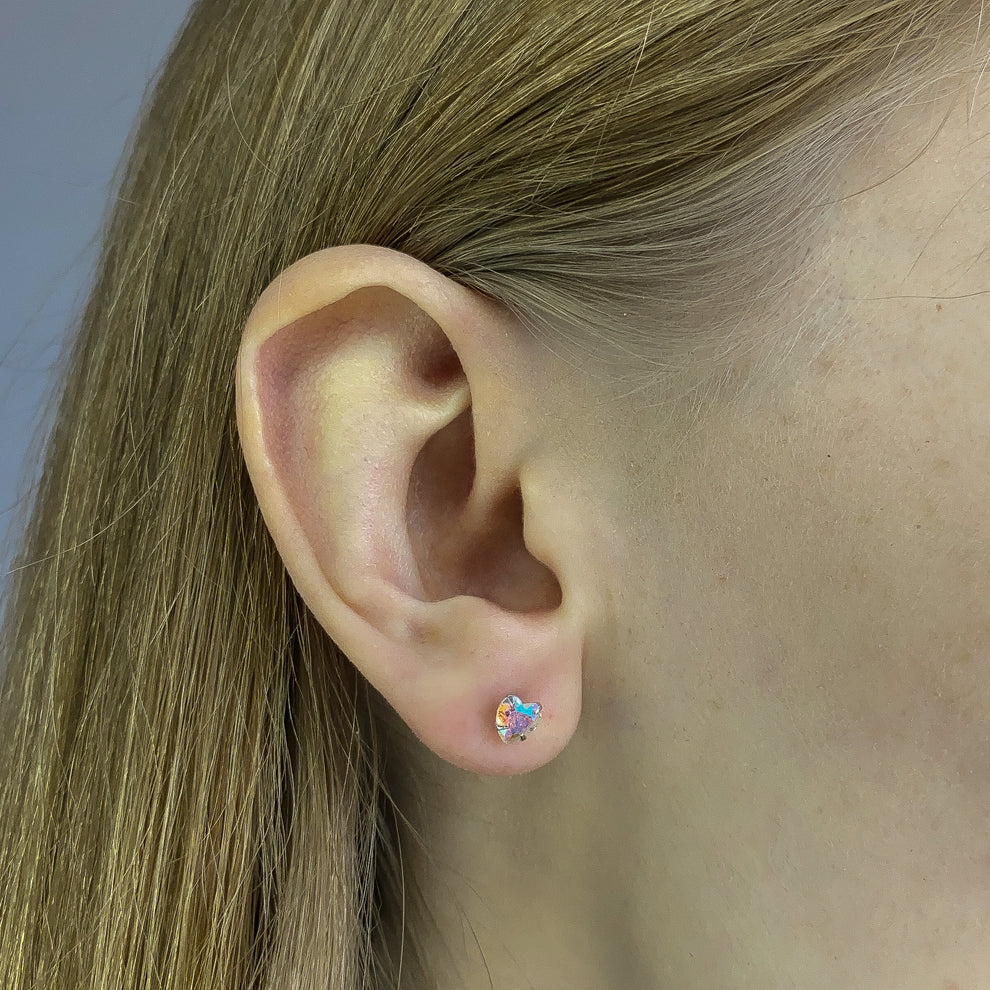 Pendientes de corazón con circonita cúbica de 3 a 5 mm de plata esterlina