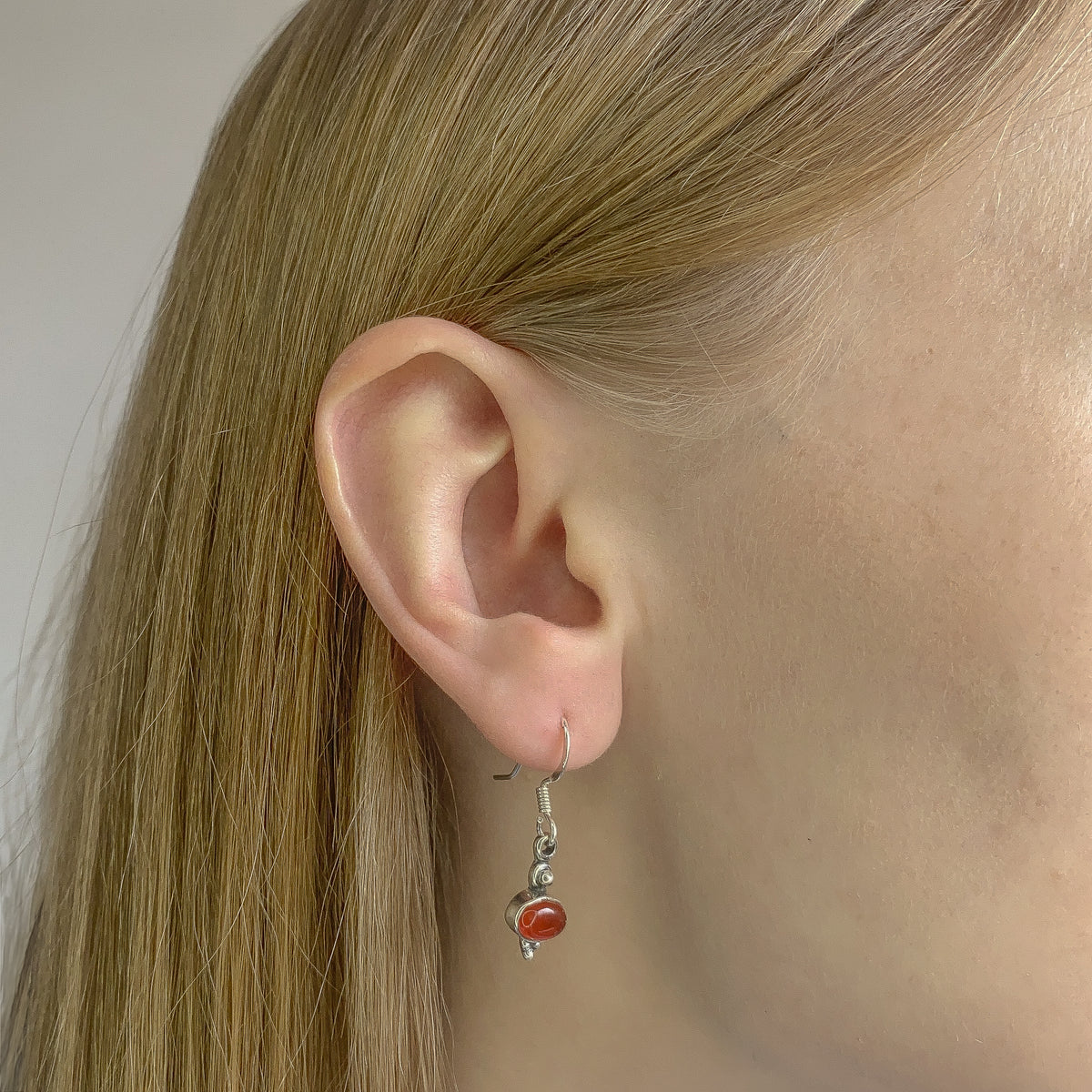 Pendientes de cornalina de plata de ley