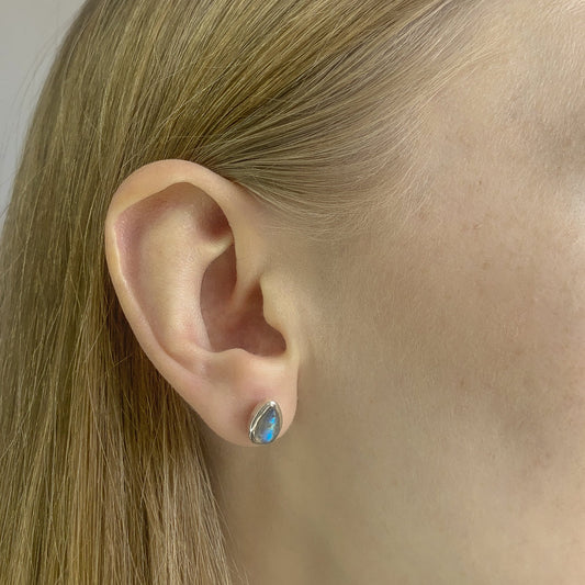 Pendientes de labradorita en plata de ley