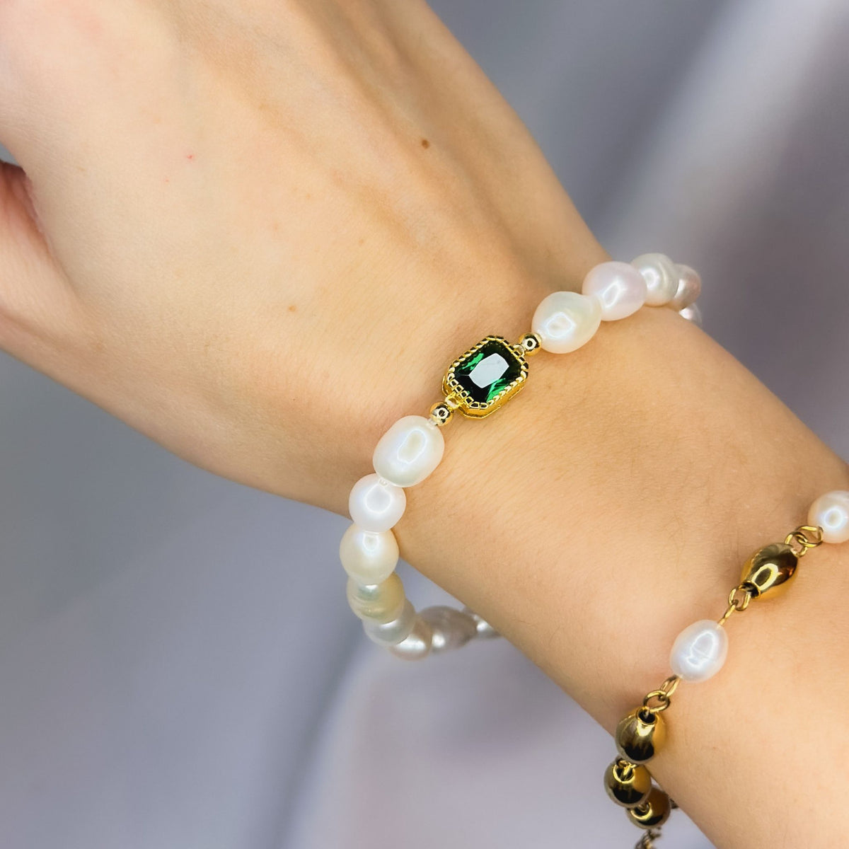 Pulsera de perlas de plata de ley