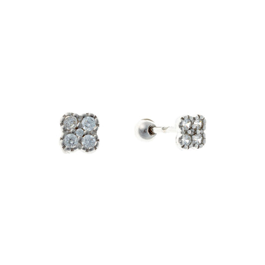 Pendientes de rosca con forma de trébol de plata de ley