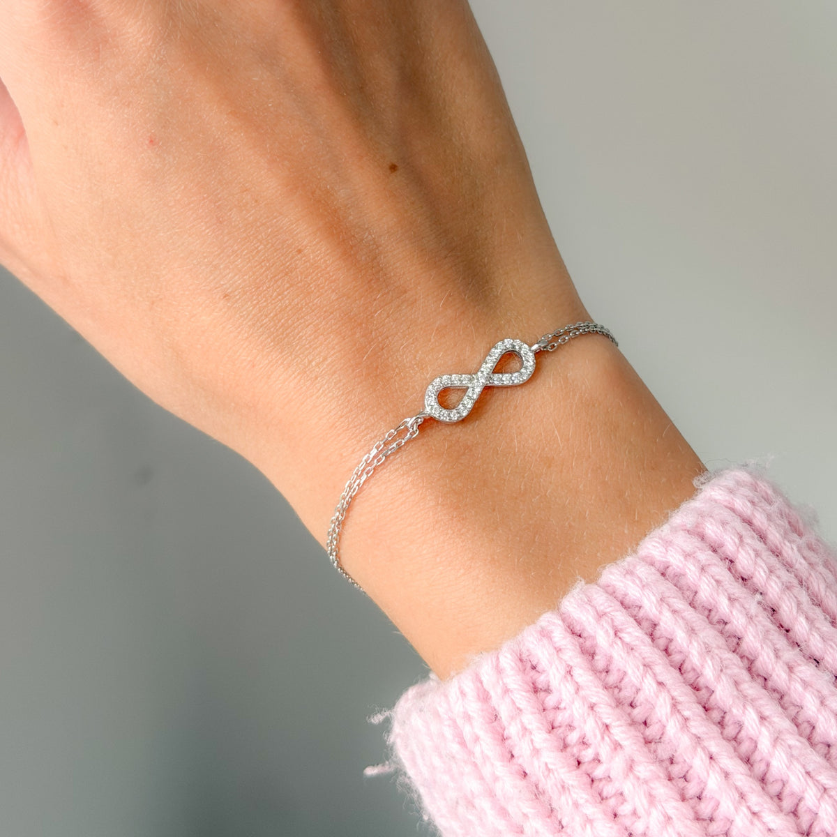 Pulsera de plata de ley con símbolo de infinito