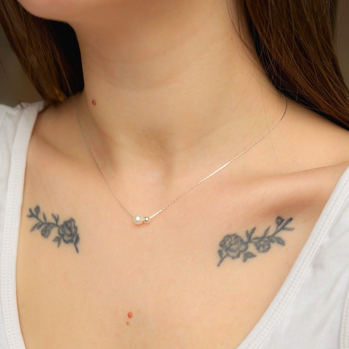 Collar de perlas de plata de ley