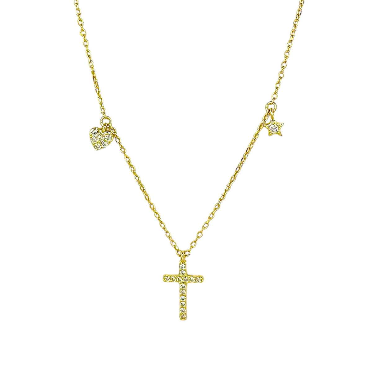 Collar de cruz de circonitas cúbicas de plata esterlina