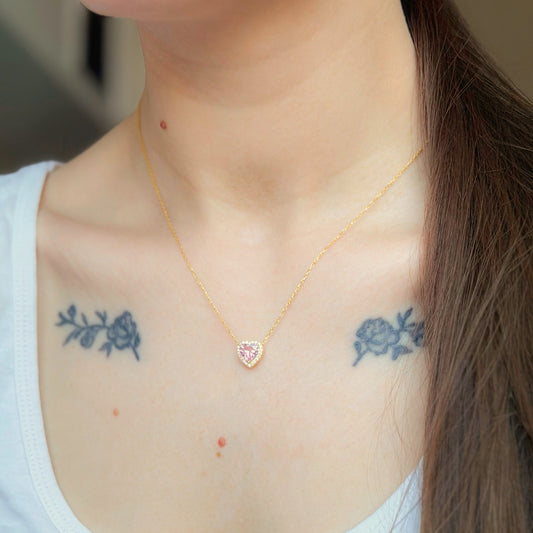 Collar de corazón de plata esterlina con circonitas