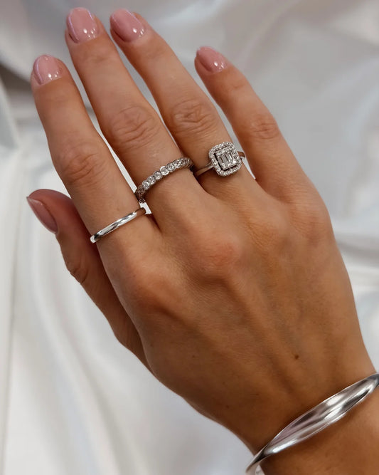 Anillo de banda de plata de ley de 2 mm