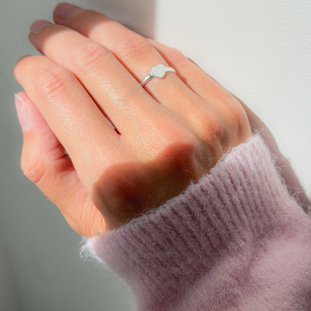 Anillo de corazón de plata de ley