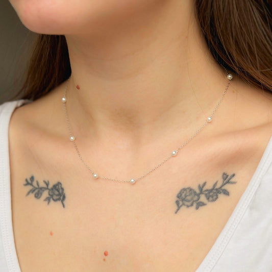 Collar de perlas de plata de ley
