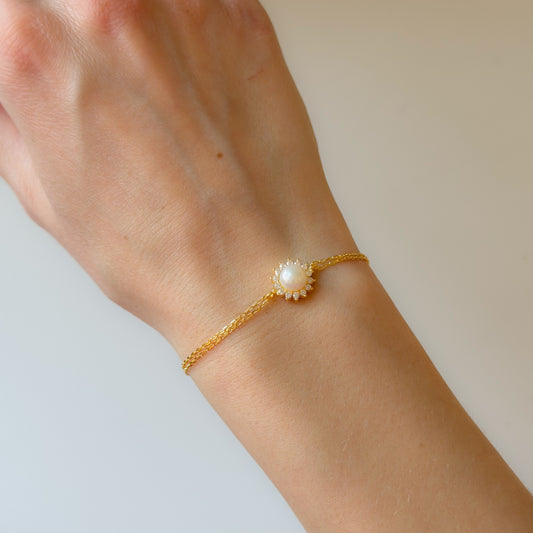 Pulsera de perlas de plata de ley
