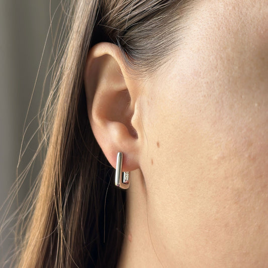Aros rectangulares de plata de ley