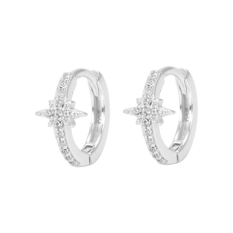 Aros de plata de ley con estrella y circonita cúbica