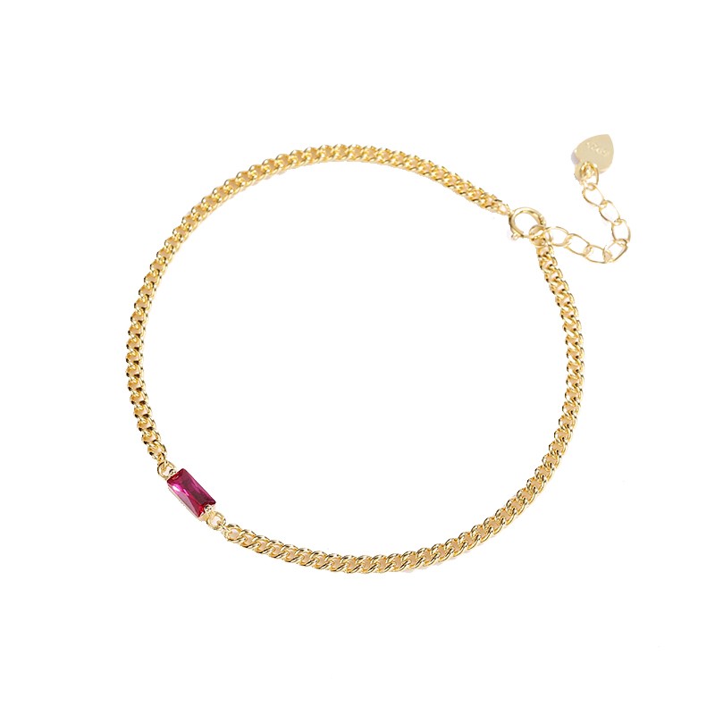 Pulsera de cadena de plata de ley con circonitas