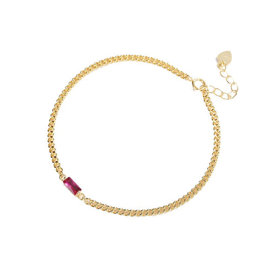 Pulsera de cadena de plata de ley con circonitas