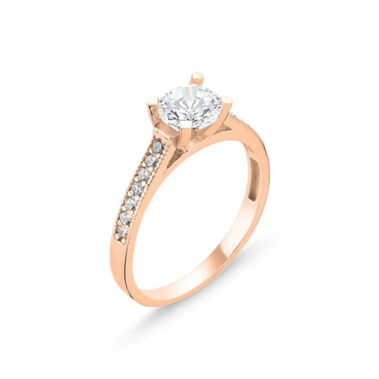 Anillo de plata de ley con cristal de circonita cúbica