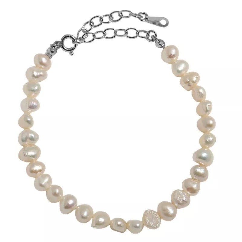Pulsera de perlas de plata de ley