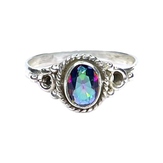 Anillo de topacio místico en plata de ley