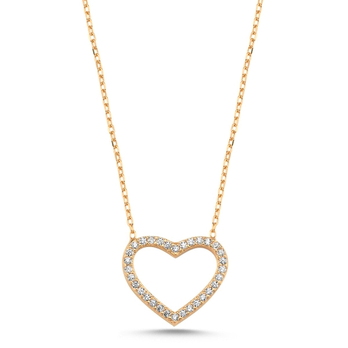 Collar de corazón de plata esterlina con circonitas