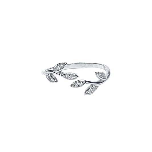 Anillo de hoja de plata de ley