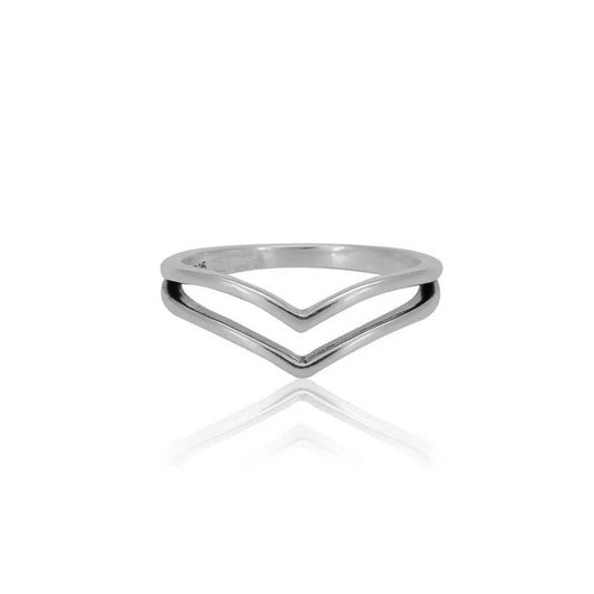 Anillo de plata de ley en forma de V