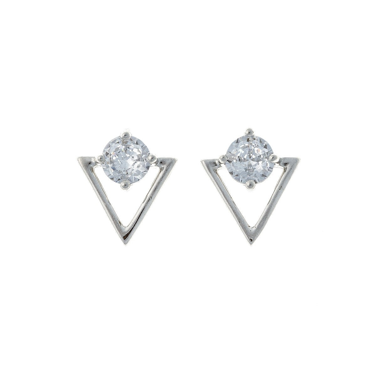 Pendientes triangulares de plata de ley con circonita cúbica