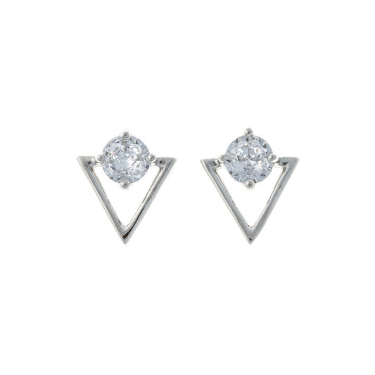 Pendientes triangulares de plata de ley con circonita cúbica