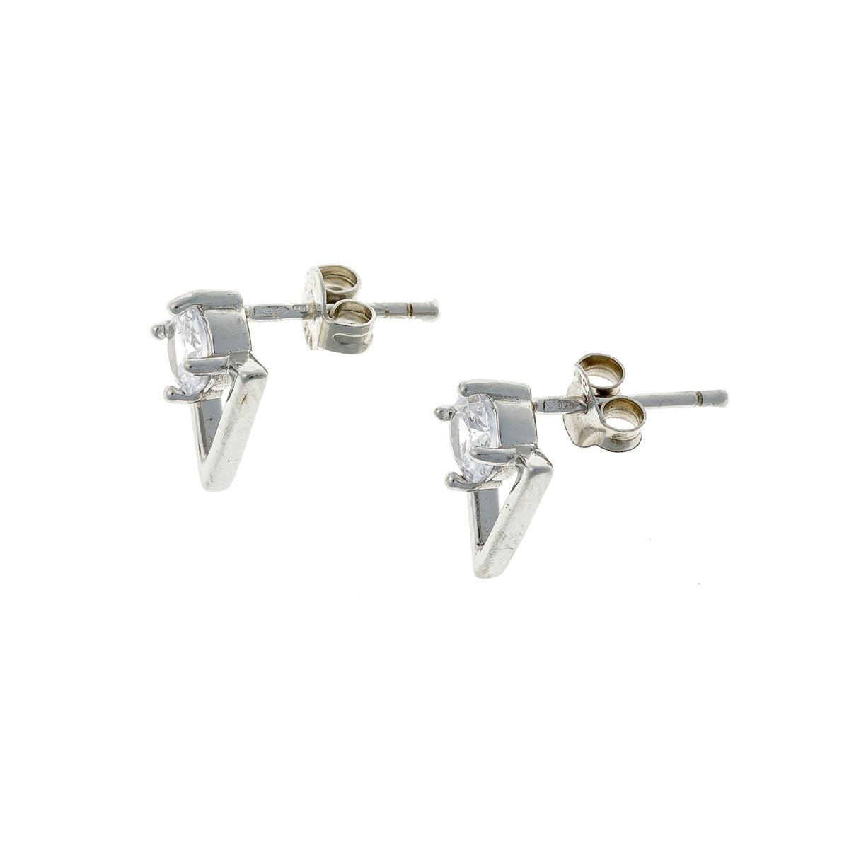 Pendientes triangulares de plata de ley con circonita cúbica