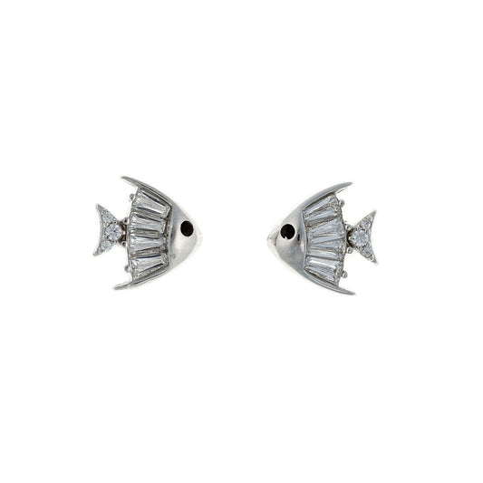 Pendientes de plata de ley con forma de pez
