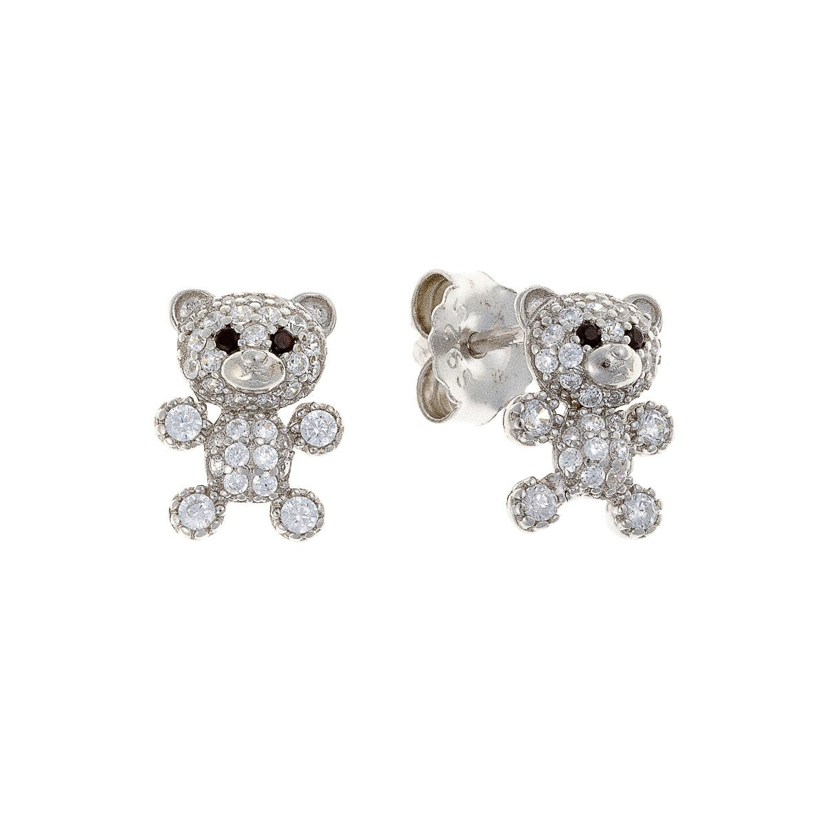 Pendientes de oso de plata de ley