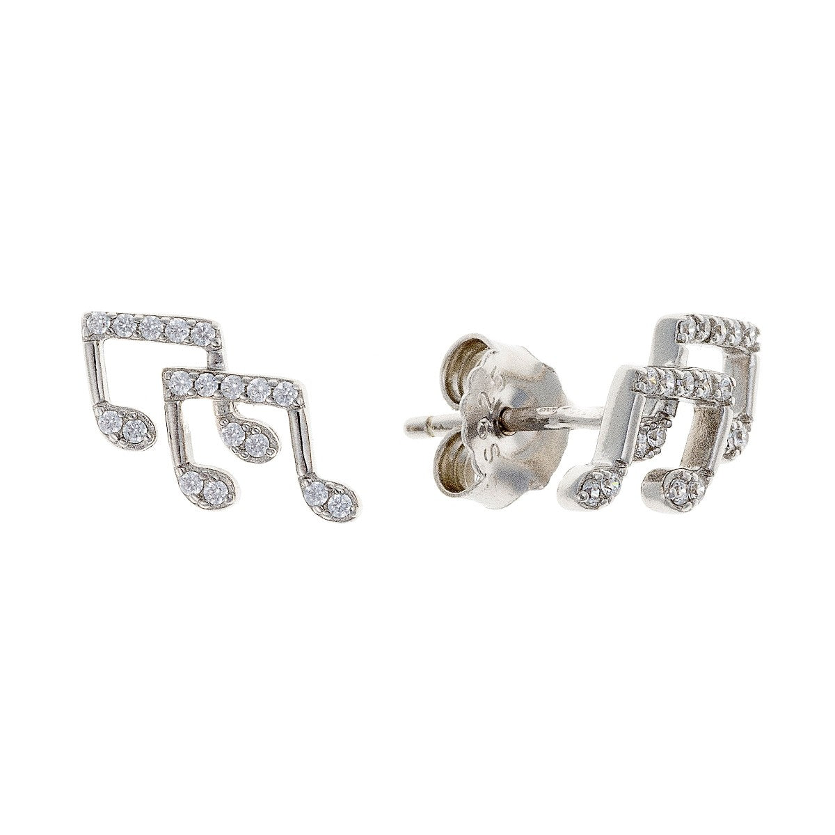 Pendientes de plata de ley con notas musicales