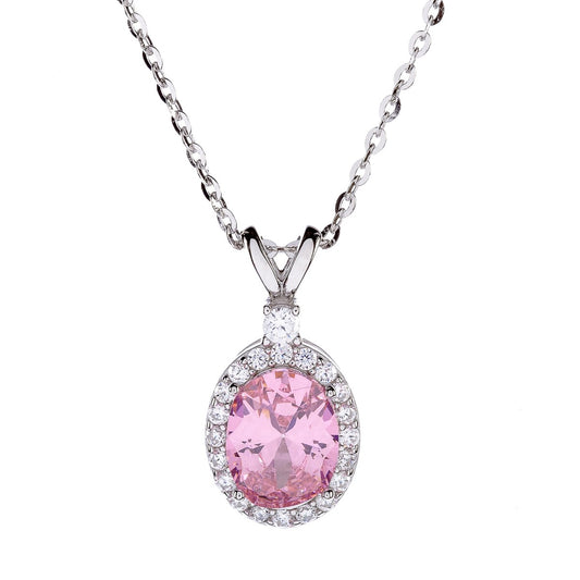 Collar de plata esterlina con circonitas cúbicas ovaladas